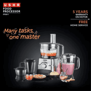 USHA Food Processor | 1000 Watt | FP 3811 | Black & Silver