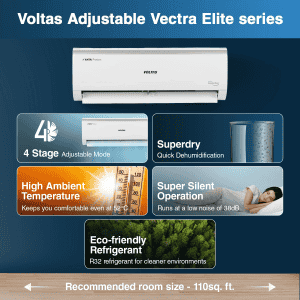 Voltas 125V Vectra Elite Adjustable Inverter Split AC | 1 Ton | 5 star |  I/D- SAC 125V