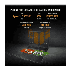 ASUS TUF Gaming Laptop A15 |  AMD Ryzen 5  Core 7535HS | 16 GB | 512 GB SSD | 15.6 Inch | Graphite Black | FA506NC-HN083W
