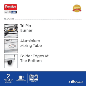 Prestige Agni Classic Manual Gas Stove | 2 Burners | Stainless Steel