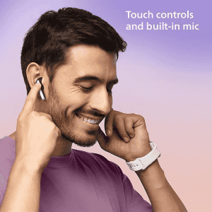 PHILIPS Audio True Wireless in Ear Earbuds | Pocket Sized Charging Case | Play Time Upto 45Hrs | 10mm Dynamic Drivers | Inbuilt Mic |  IPX4 Splash | Sweat Resistant |Black | TAT1179BK/94