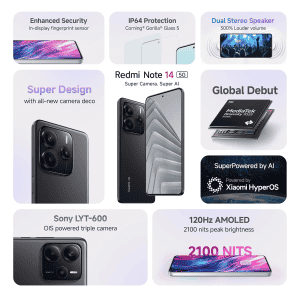 Redmi Note 14 5G | 8 GB | 256 GB | Phantom Purple