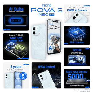 Tecno Pova 6 Neo | 8 GB | 256 GB | Azure Sky