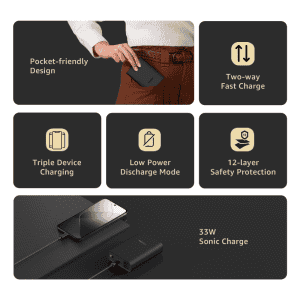 MI Pocket Power Bank Pro | 10000 MAH | 33W Sonic Charge | Black