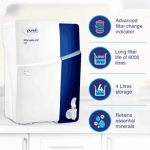 Pureit Marvella UV Water Purifier | 4L | White & Black