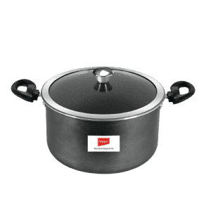 Impex Biryani Pot With RIB  | 10 Ltr | Non Stick | Induction Friendly Aluminium with Granite Coating | IBP10