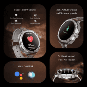 boAt Enigma Z20 Amoled Smartwatch with Bluetooth Calling | Brown Leather