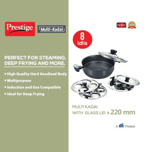 Prestige Hard Anodised Multi Kadai | 220mm | Standard Idli Maker |  30610