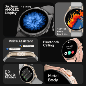 Fire Boltt Apollo 2 Smartwatch |  AMOLED Display | Bluetooth Calling | Light Grey | BSW147