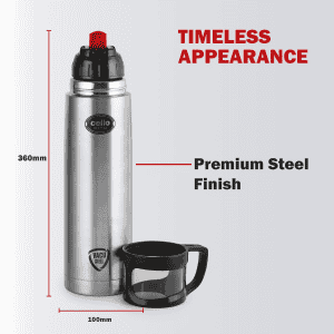 cello Instyle Flask | 750ml | Travel Bottle |  Stainless Steel | Black