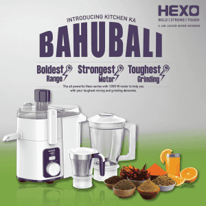 Havells Hexo Juicer Mixer Grinder | 1000 W |  2 Jars | White & Purple