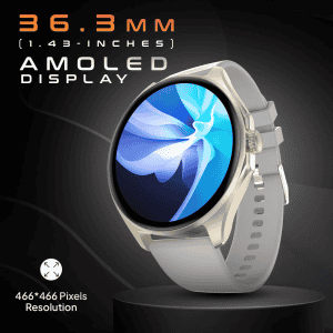 Fire Boltt Apollo 2 Smartwatch |  AMOLED Display | Bluetooth Calling | Light Grey | BSW147