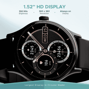boAt Lunar Vista Smartwatch | Bluetooth Calling | 38.60mm | Active Black