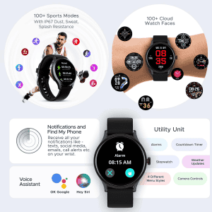 boAt Lunar Vista Smartwatch | Bluetooth Calling | 38.60mm | Active Black