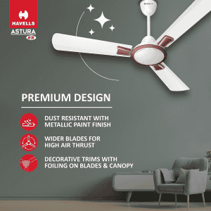Havells Astura Ceiling Fan | 1200mm | White Maroon