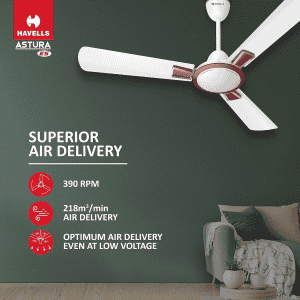 Havells Astura Ceiling Fan | 1200mm | White Maroon