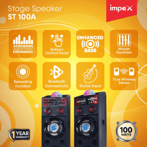 Impex ST 100A Stage Speaker | FM Radio | 100W | Black