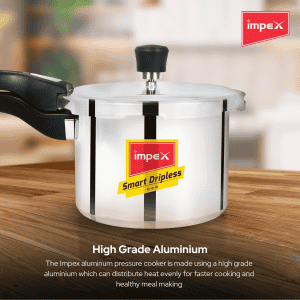 Impex Norma Smart D3 Pressure Cooker | 2.5L | Dripless Aluminium with Smart Spillage Control | Silver