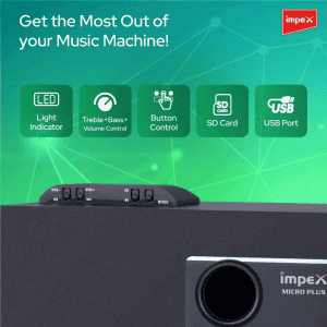 Impex Micro Plus Bluetooth Speaker | 2.1 Channel Multimedia Speaker System | 20 W | Remote Function | Black