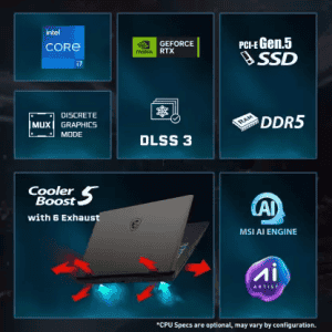 MSI Sword 16 HX Gaming Laptop | Intel Core i7 13th Gen 13700HX | 16 GB | 1 TB SSD | 8 GB Graphics NVIDIA GeForce RTX 4060 | Cosmos Gray | B13VFKG-653IN