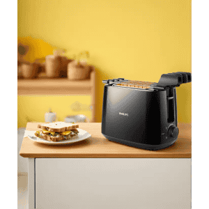 Philips Daily Collection 2 Slice Pop Up Toaster | Integrated Bun Rack | 600 W | Black | HD2583/90