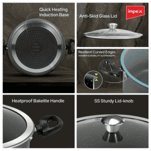 Impex Biryani Pot | 6 Ltr | Non Stick Induction Friendly Aluminium with Granite Coating | IBP6