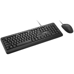 Lenovo 160 wired keyboard mouse combo | Waterproof Exoskeleton | Black