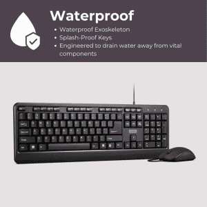 Lenovo 160 wired keyboard mouse combo | Waterproof Exoskeleton | Black