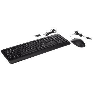 Lenovo 160 wired keyboard mouse combo | Waterproof Exoskeleton | Black