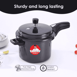 Wonderchef Taurus Hard Anodized Outer Lid Pressure Cooker | 5L | SS Lid | Black