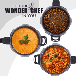 Wonderchef Taurus Hard Anodized Outer Lid Pressure Cooker | 5L | SS Lid | Black