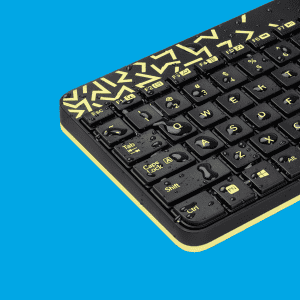 Logitech Nano Wireless USB Keyboard Mouse Combo  | Black and Chartreuse Yellow | MK240