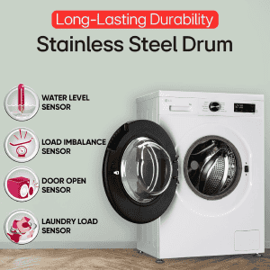 LG 9 Kg Fully Automatic Front Load Washing Machine | 5 Star | 6 Motion DD | Blue White | FHB1209Z4W
