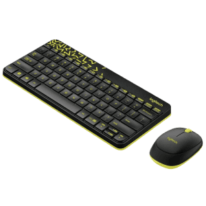 Logitech Nano Wireless USB Keyboard Mouse Combo  | Black and Chartreuse Yellow | MK240