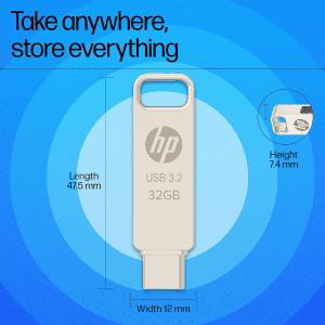 HP USB 3.2 OTG Flash Drive | 32GB | 886C | Gold