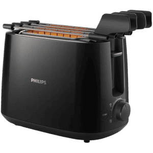 Philips Daily Collection 2 Slice Pop Up Toaster | Integrated Bun Rack | 600 W | Black | HD2583/90