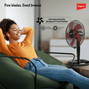 Impex Impulse Table pedestal 2 in 1 convertible fan | 400 mm | Red and Black