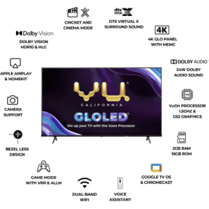 Vu GloLED Ultra HD 4K TV |  139 cm (55 Inch) | 55GLOLED25