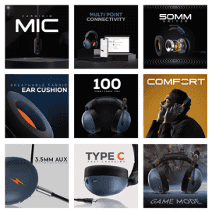 Fire-Boltt O-Prime Bluetooth Gaming Headphone | Blue