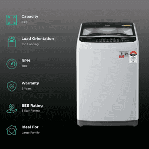 LG Fully Automatic Top Load Washing Machine | 8 kg | 5 Star | Silver | T80SNSF1Z.ASFQEIL
