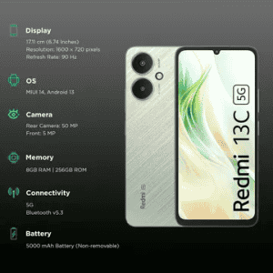 Redmi 13C 5G | 8 GB | 256 GB | Startrail Green