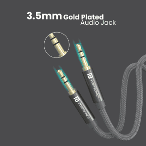Portronics Konnect Aux 7 | 3.5mm | Gold Plated Connectors | Grey | POR 1624