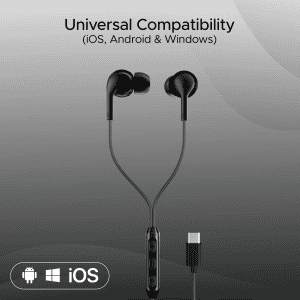 boAt Bassheads 100C Wired Earphones | Type C Jack | 10 mm Drivers | Black