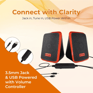Lapcare Twiny 2 Computer Speaker | Orange | LUS-204