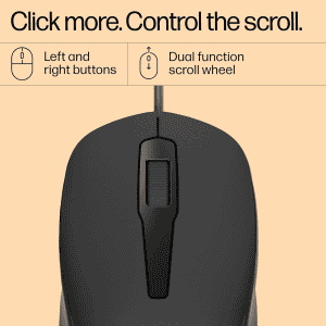 HP 150 Wired Mouse | 1600 DPI Optical Tracking | Black