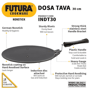 Hawkins Futura Non Stick Dosa Tawa | Induction Dosa Tawa | 30 cm | 4.88 mm | INDT30