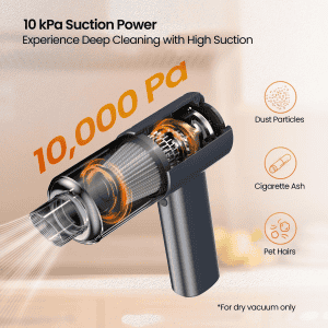 Portronics Mopcop Pro Rechargeable Handheld Vacuum Cleaner | 10000 Pa Suction | Black | ‎POR 2670