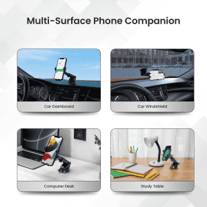 Portronics Clamp M3 Car Mobile Phone Holder | Stand for Dashboard & Windshield | Black
