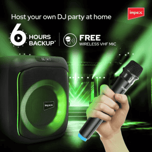 Impex G-Bang Portable Party Speaker | Speaker with Wireless Mic | Black | G500