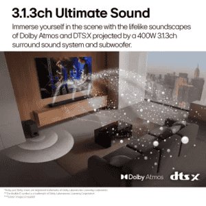 LG Dolby Atmos Soundbar | 400W |  3.1.3 Ch | Triple Up Firing speaker | DTS X | Black | S77TY CINDLLK